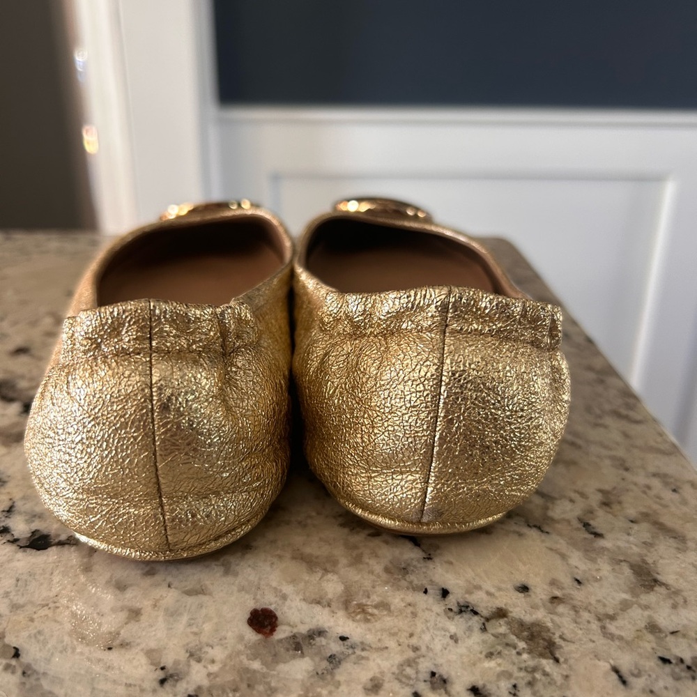 Tory Burch Gold Ballet Flats Size 6 - Picture 3 of 4
